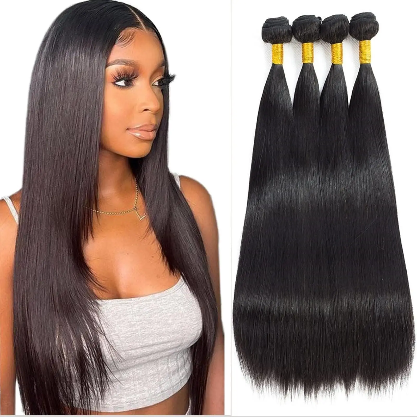 Wholesale Raw Virgin Burmese Human Hair Bundles Double Drawn Bone