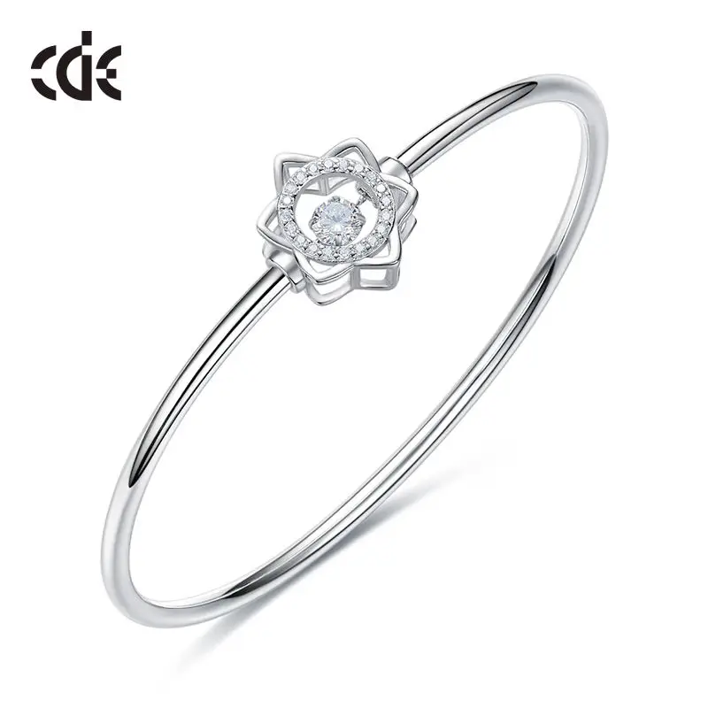 CDE YB0587 Fine Jewelry 925 Sterling Silver Bracelet Wholesale Rhodium Plated Flower Shape Bangle