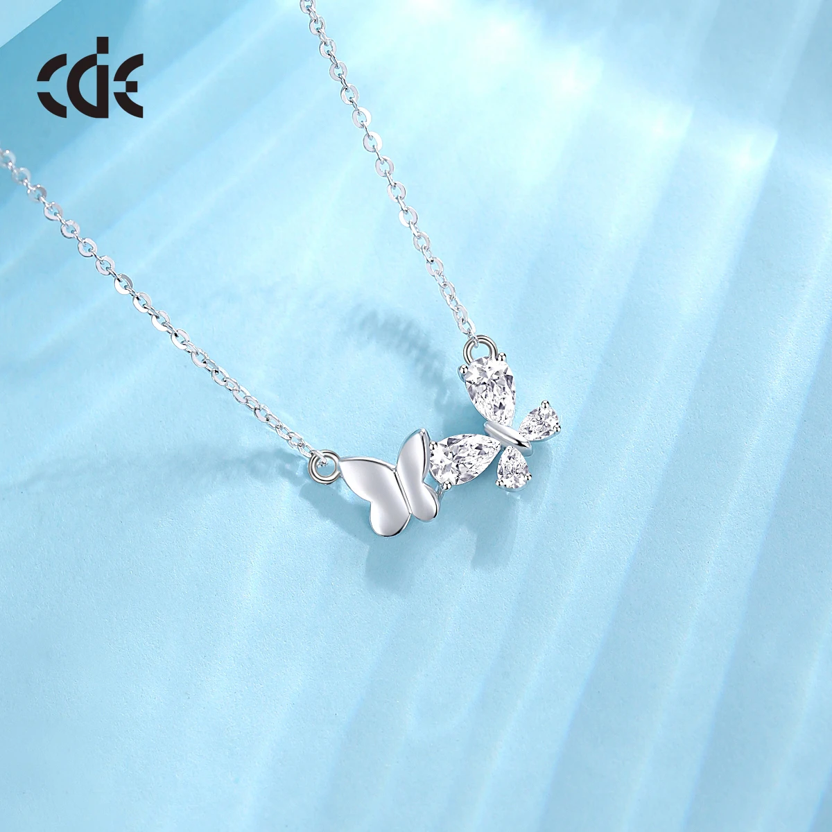 CDE CZYN003 Fine 925 Sterling Silver Jewelry Necklace Zircon Pendant Wholesale Women Butterfly Pendant Necklace