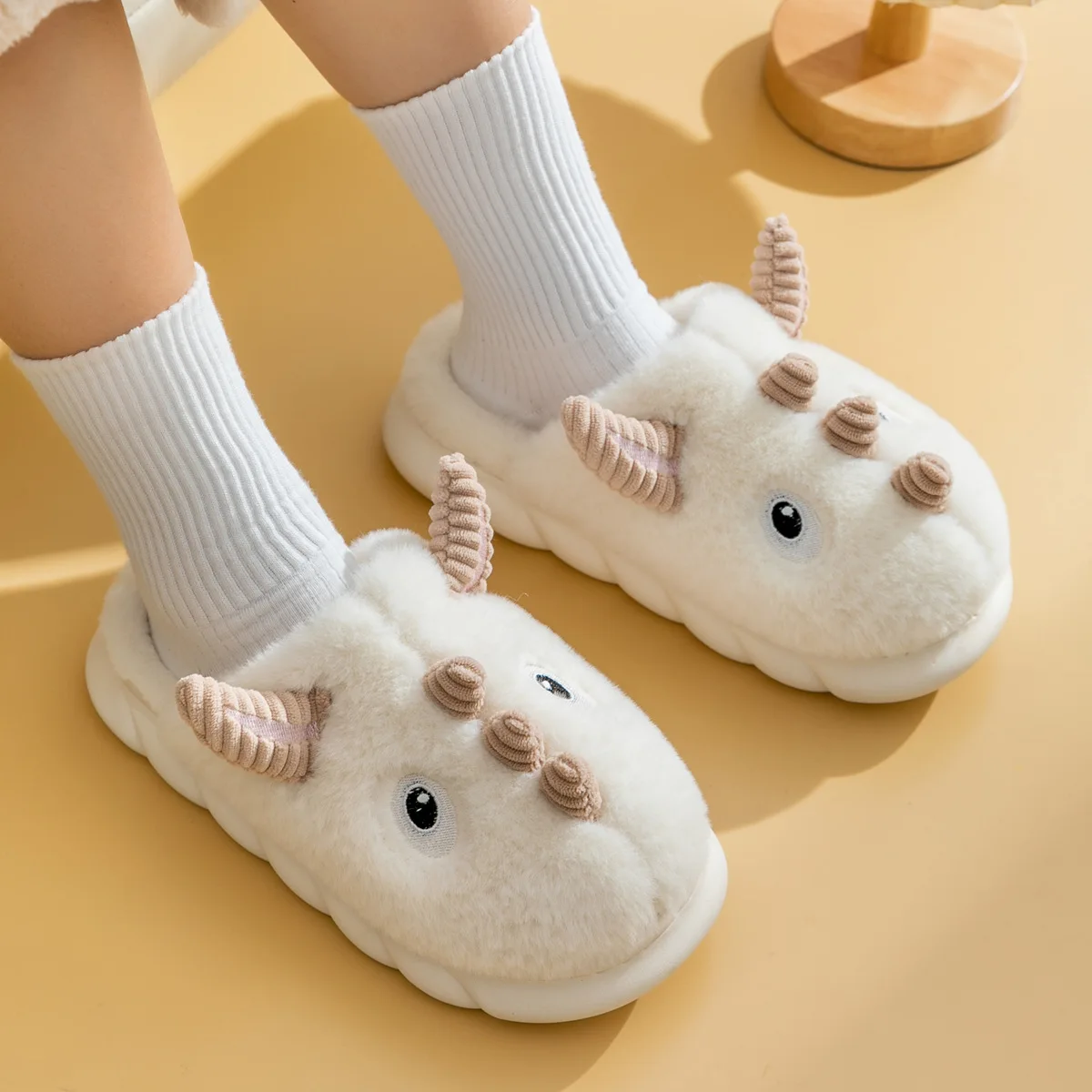 Hot Sale Product Lovely Animal Warm Soft Slippers Scuff Sheepskin Anti Slip Fur shoes Stuffed Slippers For Gift