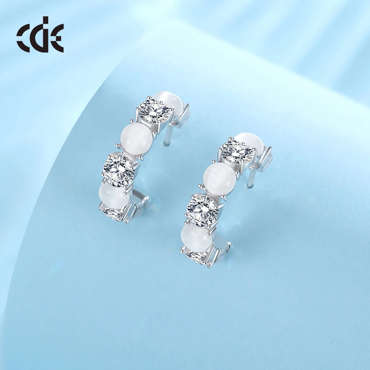 CDE GMYE001 Fine 925 Sterling Silver Jewelry Earring Cat's Eye Stone Women  Earrings Wholesale Bulk Stud earrings