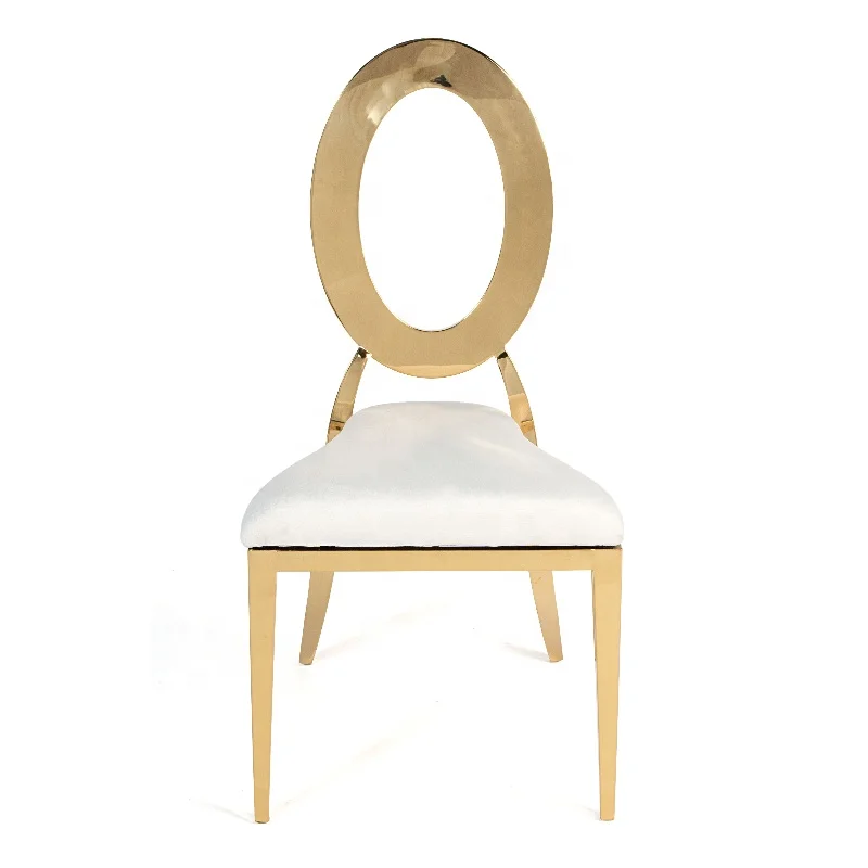 Modern Gold Stainless Steel Wedding Chair Round Back Dining Event Chair