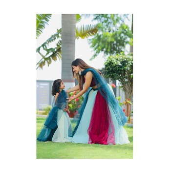 Trending And Fashionable High Quality Faux Georgette fully Stitched Lehenga Choli in Combo for mother And Daughter from India