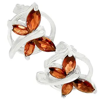 925 Sterling Silver Earrings, Garnet Gemstone Jewelry, Sterling Silver Stud Earrings Wholesaler In Natural Garnet Gemstone