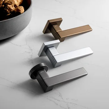 Goo-Ki Rectangle Ultra Modern Dark Brown Zinc Alloy Lever Door Handle for Interior Door with Easy Installation