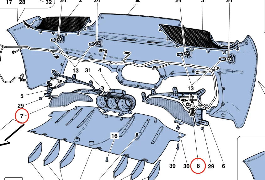 Aluminum Rear Bumper Light Frame Grille For Ferrari 458 Italia Speciale Spider 81373400 81373500 Efficient Heat Dissipation supplier