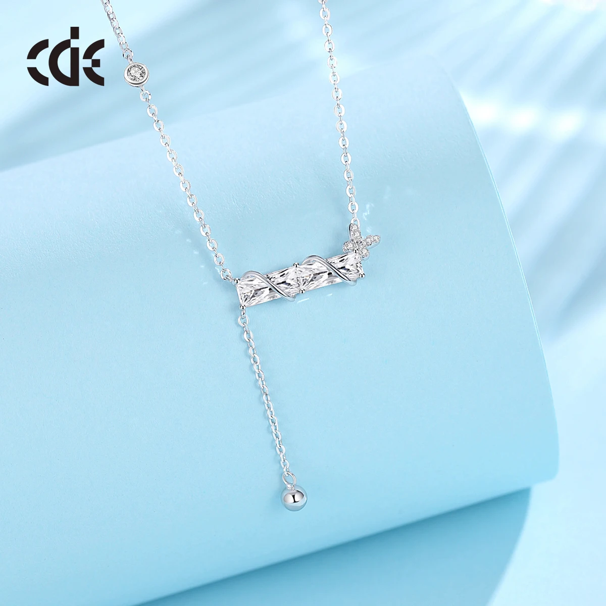 CDE CZYN007 Fine 925 Sterling Silver Jewelry Necklace Classic Zircon Pendant Rhodium Plated Women Pendant Necklace