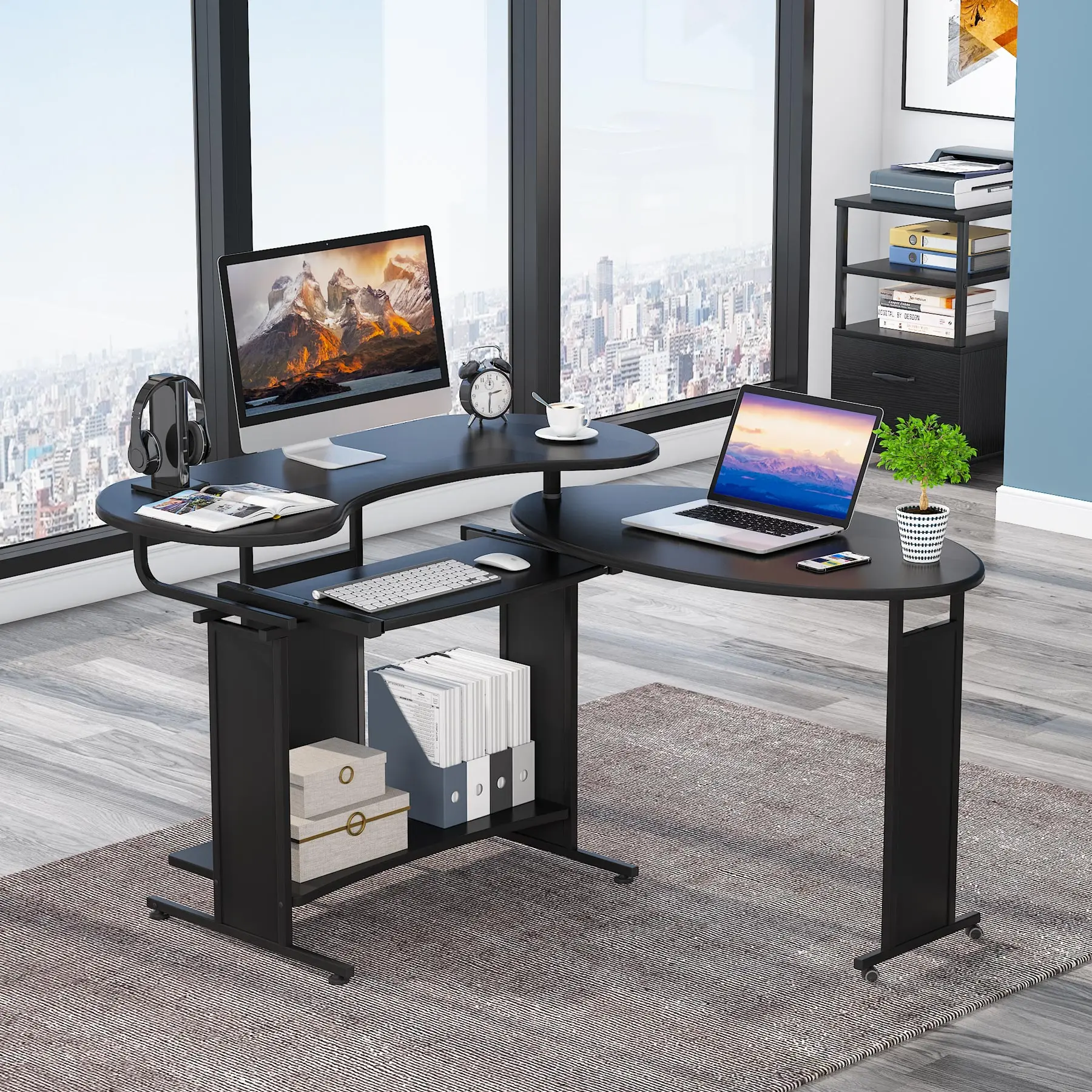 Multifunction Custom Executive Reception Office Desk Modern L-Shaped Computer Corner Study Desk