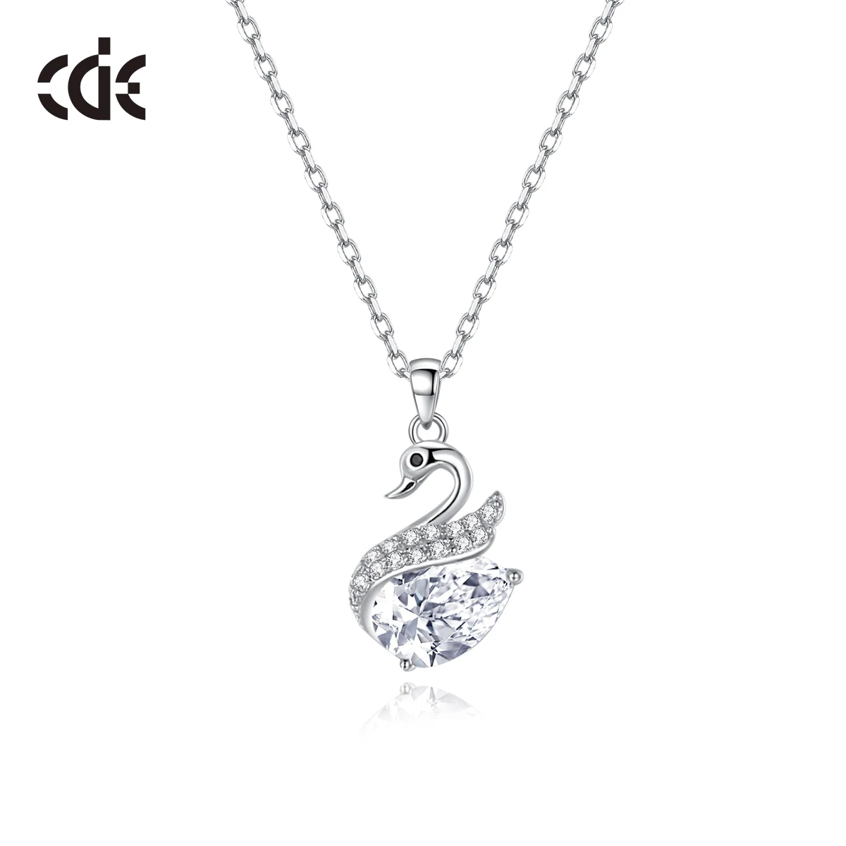 CDE WYN21 Crafted 925 Sterling Silver Necklaces Wholesale Zircon Bulk Fine Jewelry For Women Swan Pendant Necklace