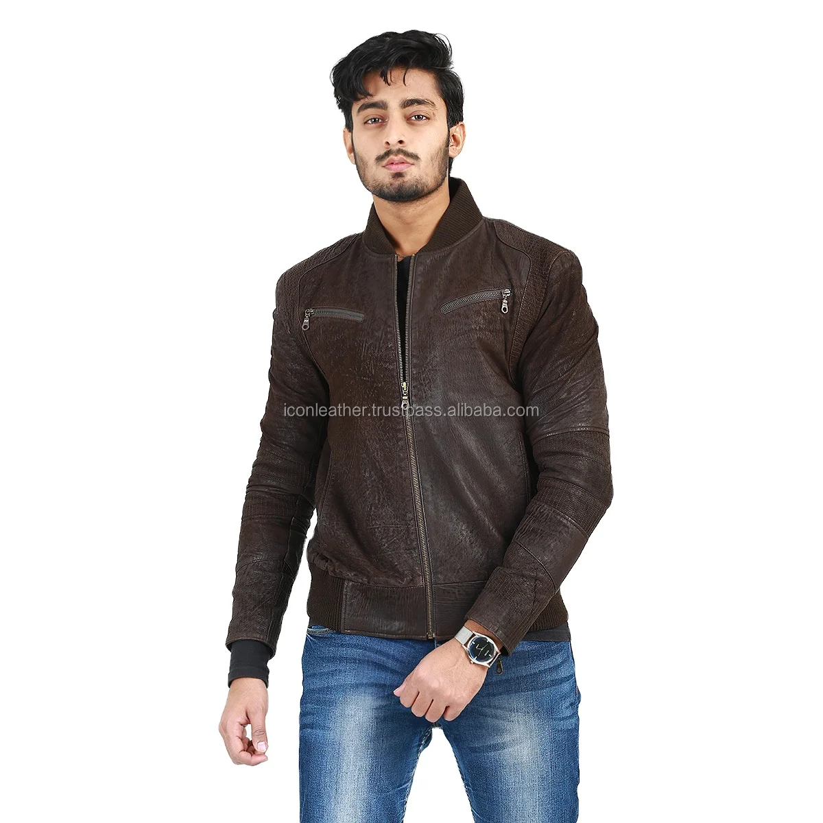Snuff Nubuck Leather Bomber Jacket 