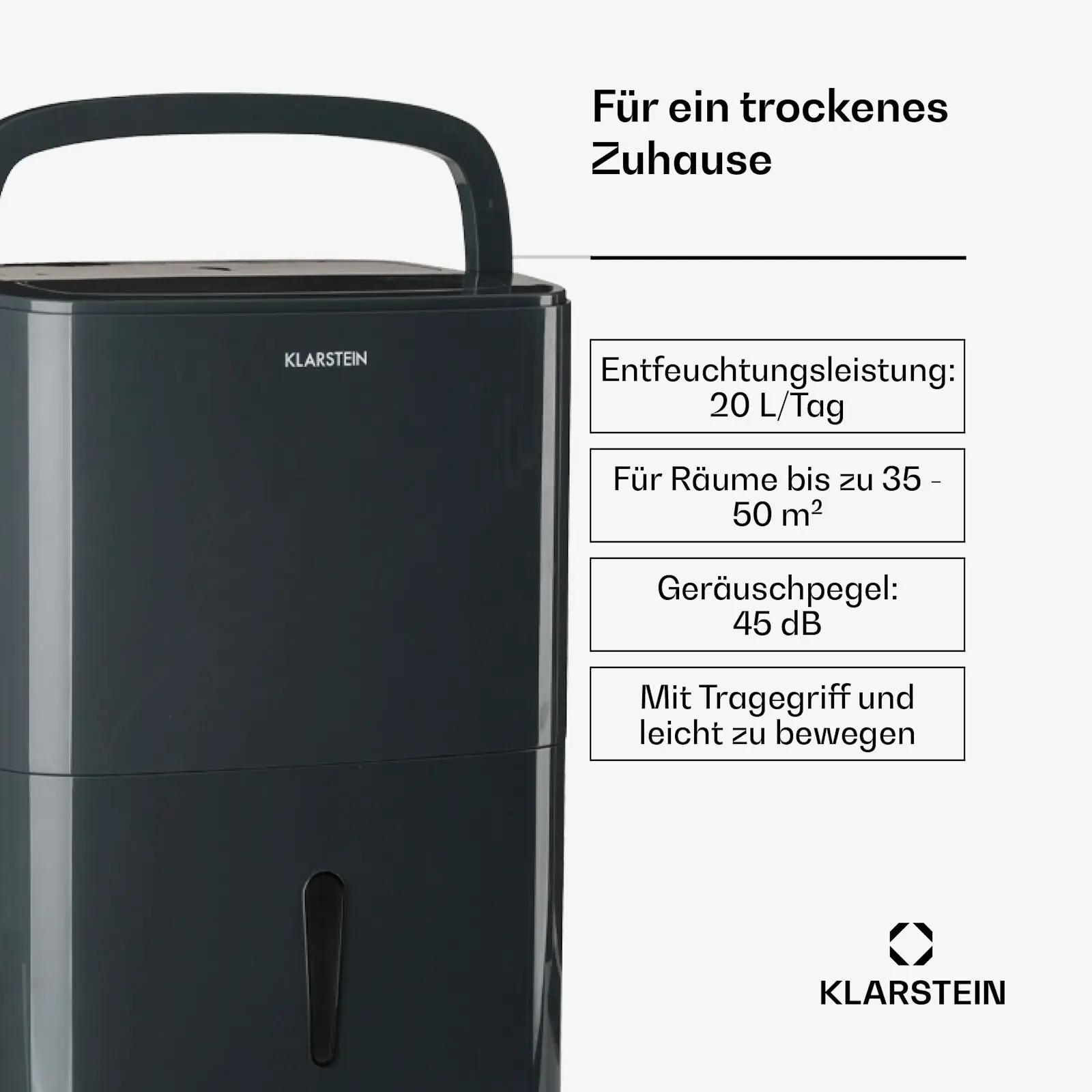 Dehumidifier, 20L, Portable, 40-50, m2 - detail 4