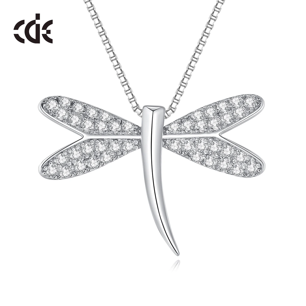 CDE CZYN001 Fine Jewelry Necklace 925 Sterling Silver Women Zircon Pearl Pendant Wholesale Women Dragonfly Pendant Necklace
