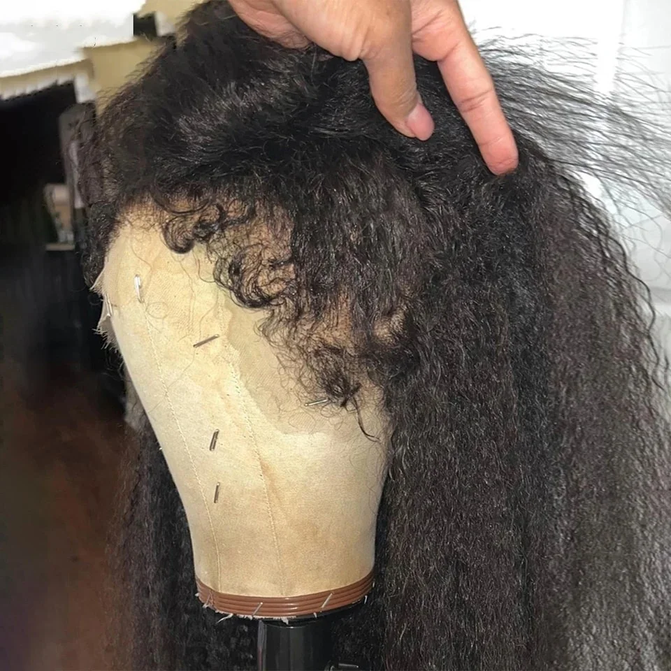Pre Cut Wear And Go Glueless Human Hair Wig 4C Edges Baby Hair Lace Wig Kinky Straight 13x4 4X4 Lace Front Human Hair Wigs