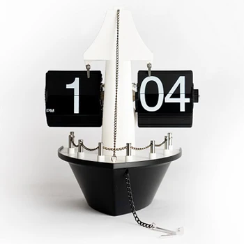 Creative sailboat page turn Flip clock Sailing Vintage sailboat living room Seat clock Stylish simple desktop clock wholesale