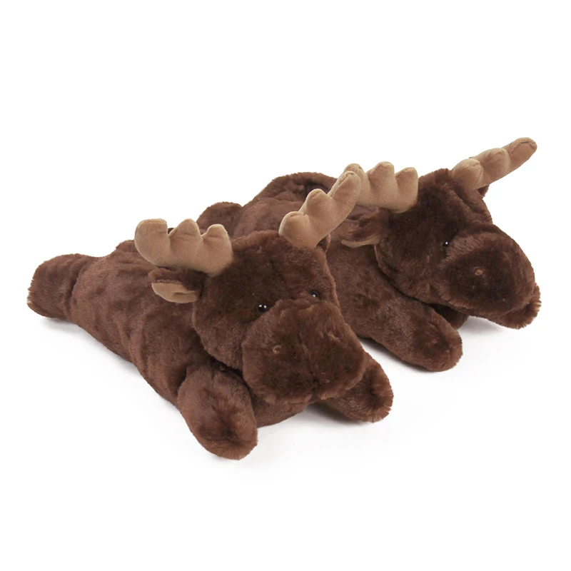 2023 new style custom stuffed animal Fuzzy Moose style home shoes winter and autumn indoor slippers