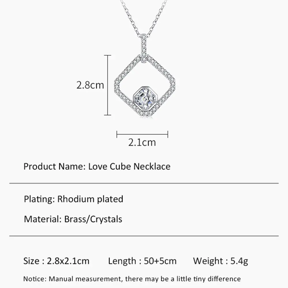 CDE N1999 Fashion Jewelry Copper Alloy Minimalist Necklace Crystal Rhodium Plated Geometry Pendant Necklace For Women