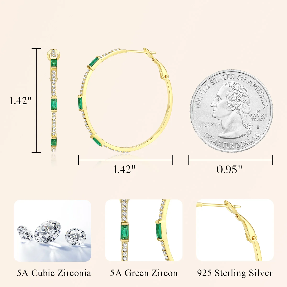 CDE WYE5 Fine 925 Sterling Silver Jewelry Earring Wholesale Bluk Zircon 14K Gold Plated Women Hoop Earrings