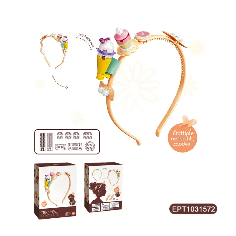 EPT Hot selling DIY small granule building block girl hairband ornaments lovely block toys for girls(angel series) 37PCS