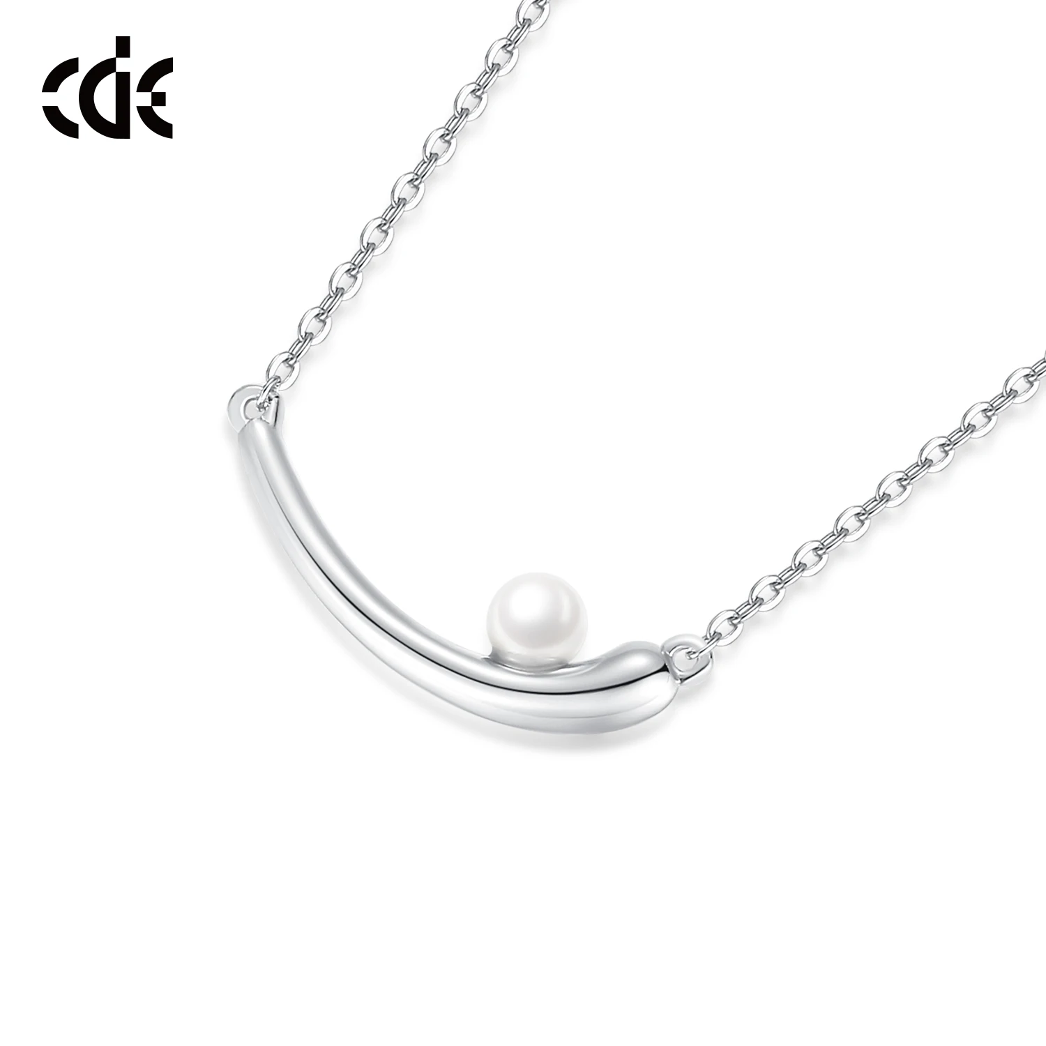 CDE YN1146 Fine 925 Silver Jewelry Simple Pearl Necklace Wholesale Rhodium Plated Chain Round Fresh Water Pearl Women Necklace