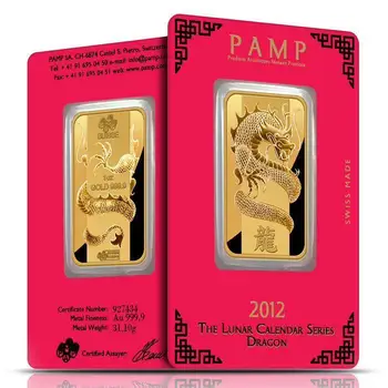 1 Oz Pamp Suisse Lunar Dragon Gold Bar New W Assay Buy Asahi Gold