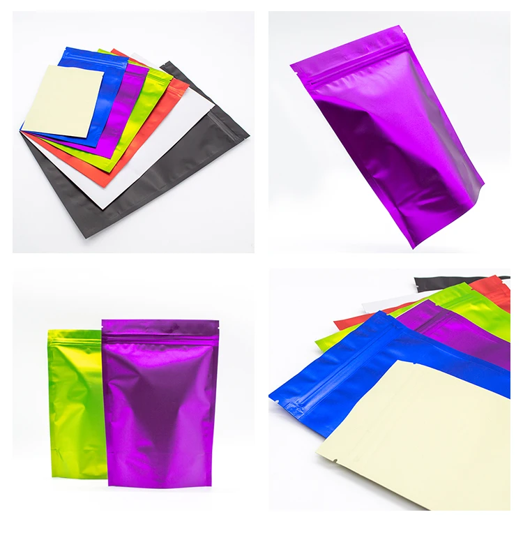 Colored Stand Up Pouch Customized Printed Resealable Coffee Candy Food Mylar Bags Smell Proof Foil Zipper Seed Packing INNORHINO