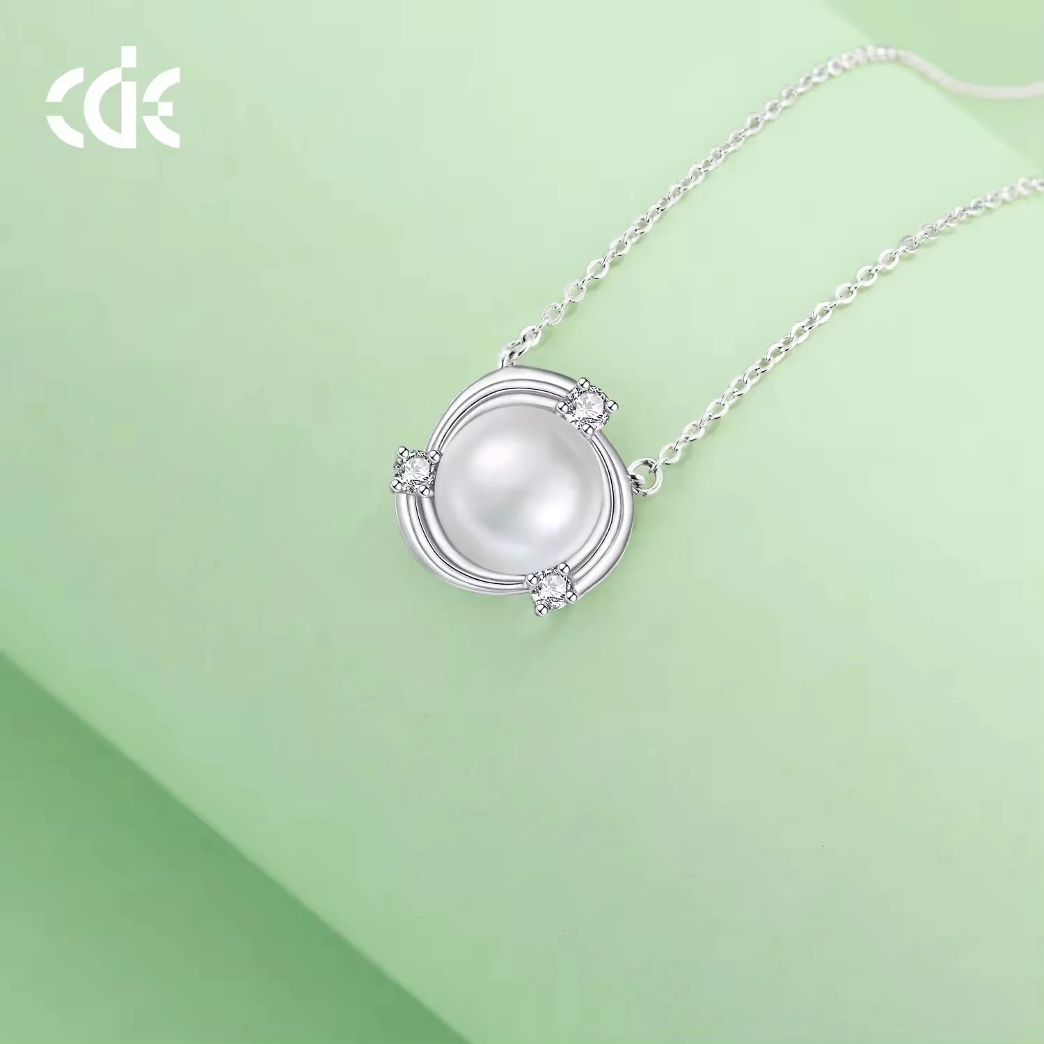 CDE YN1208 Fine 925 Silver Jewelry Necklace Rhoduim Plated Chain Wholesale Fresh Water Pearl Round Pendant Necklace