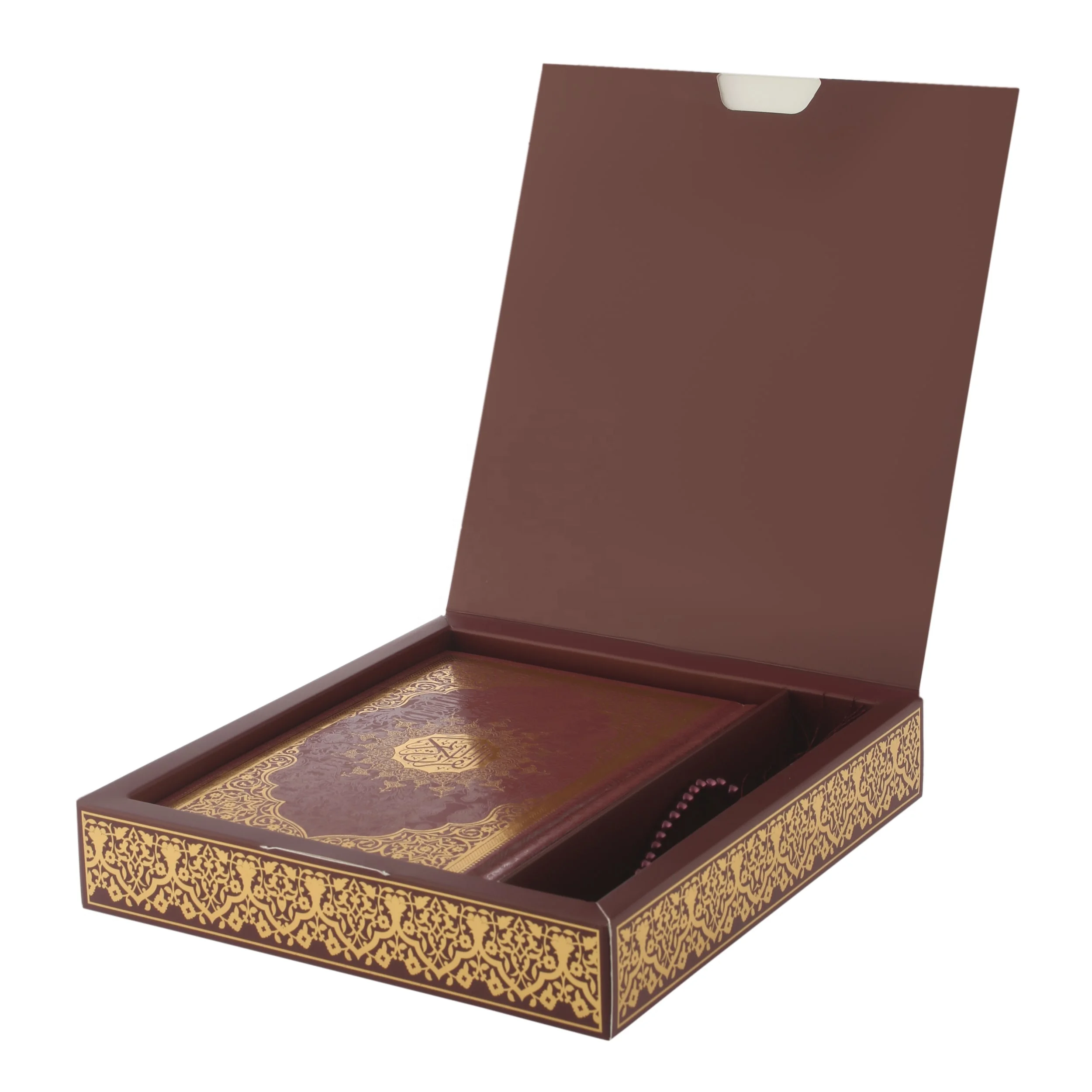 Thermo Leather Gilded Quran Set Pearl Tasbeeh Shamua Paper Traditional