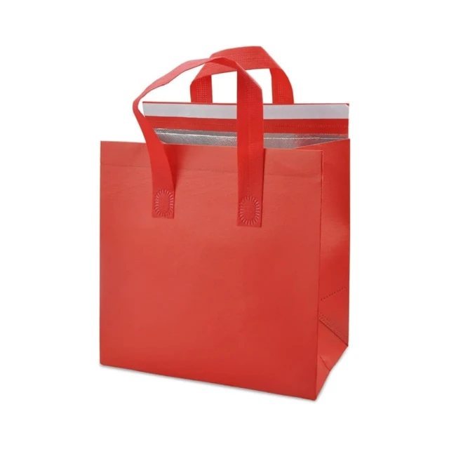 Customized Printing Restaurant Two-Color Insulation Disposable Tote Aluminum Foil Non Woven Takeaway Bag Large