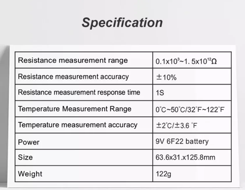 Wintact Wt311 Handheld Surface Resistance Meter Anti Static Insulation