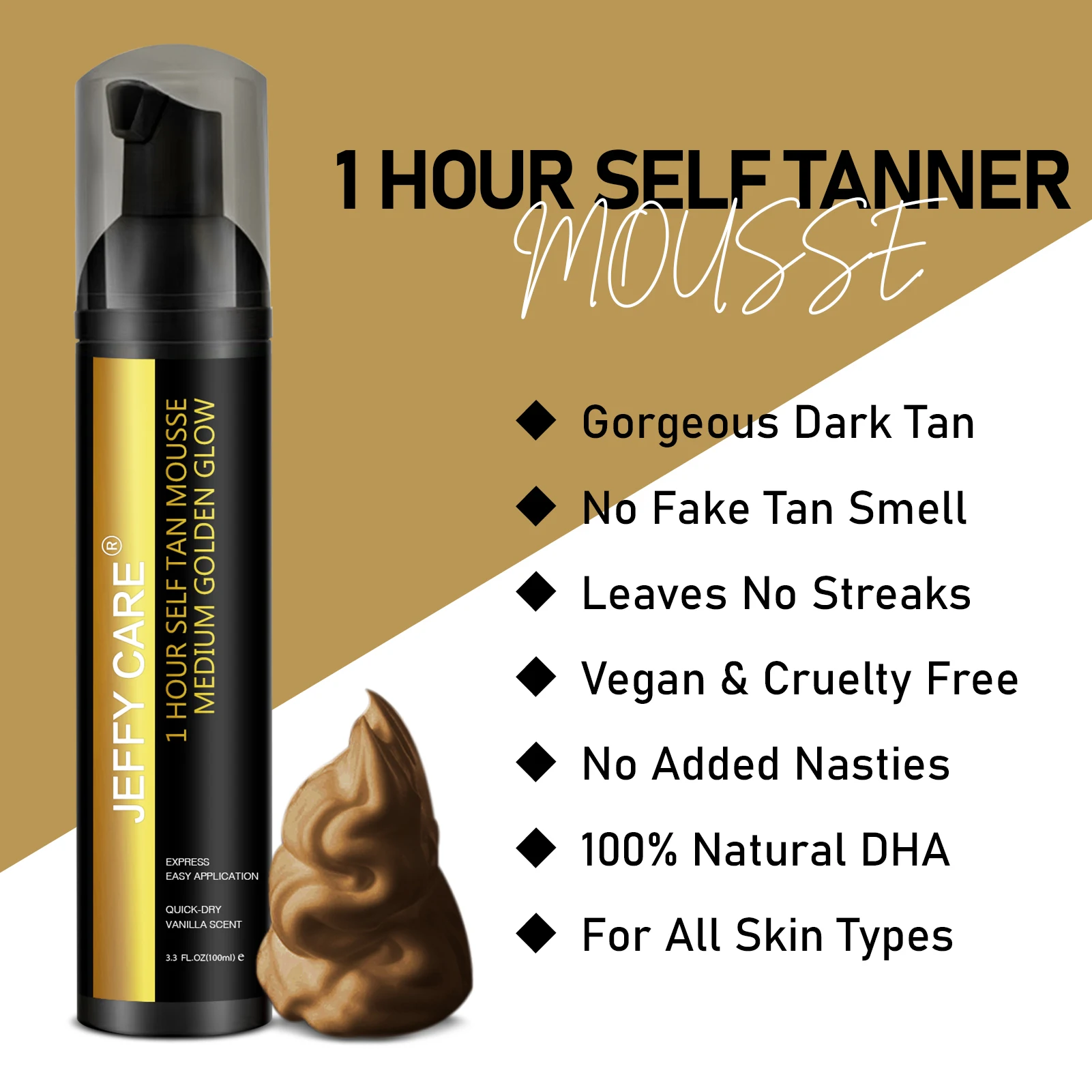 Oem Private Label High Quality Instant Sunless Self Tanning Mousse Foam