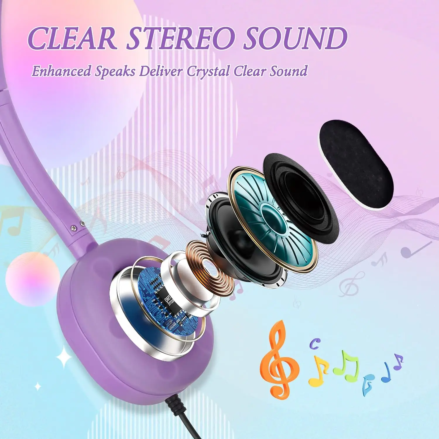 3.5MM Plug Silicon Earpads Wired Kids Headphone Child Learning Headset Colorful Over-head Headphones for OEM Logo
