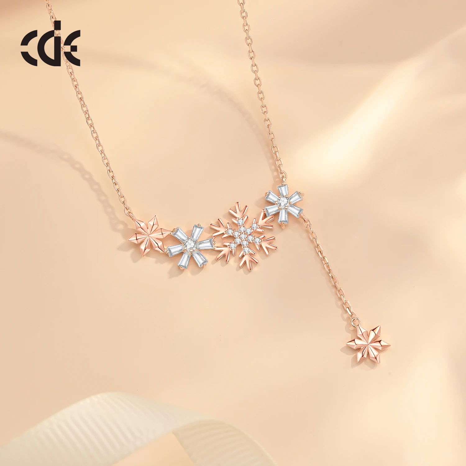 CDE CZYN016 Fine 925 Sterling Silver Christmas Decoration Jewelry Zircon Earring Wholesale Snow Christmas Gift Pendant Necklace