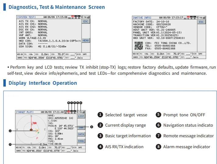 FT-8900  Class a   AIS  Transponder  with AIS Pilot Plug  / CNFT  Class  a  Automatic Identification System