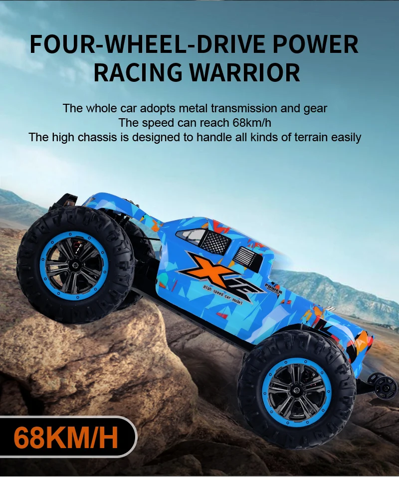RTR Rugged RC Truck 1:12 Scale 35km/h High-Speed Car with Metal Frame & 2.4Ghz Remote Off-Road Adventure Gift for Teens & Adults