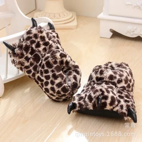 Animal Custom Plush Cartoon Slippers Animal Paws Home Shoes Stuffed Animal Tiger Paws for Winter Indoor Use