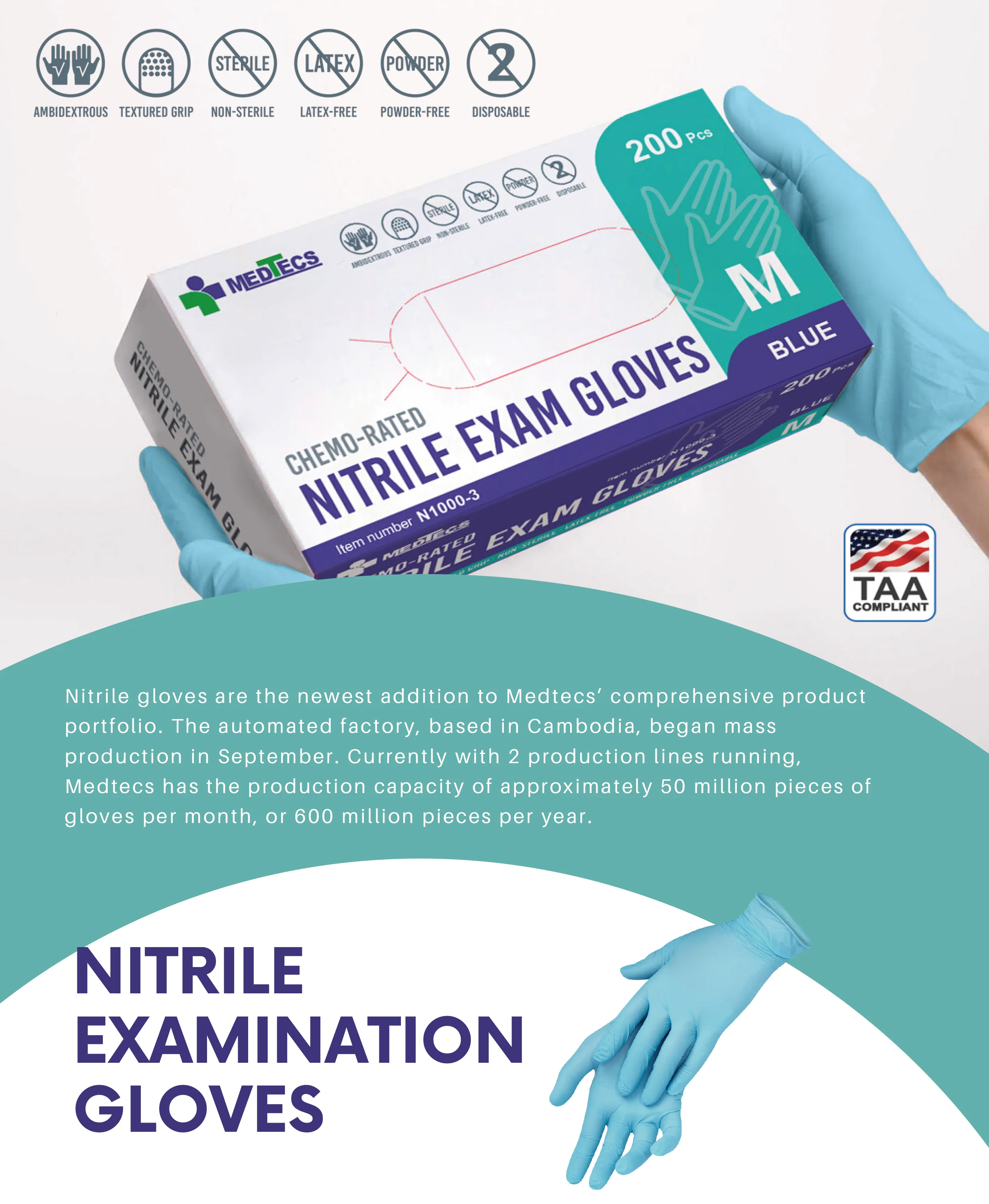 Iso 13485 9001 Xs Medical One Time Use Surgical Powder Free Nitrile