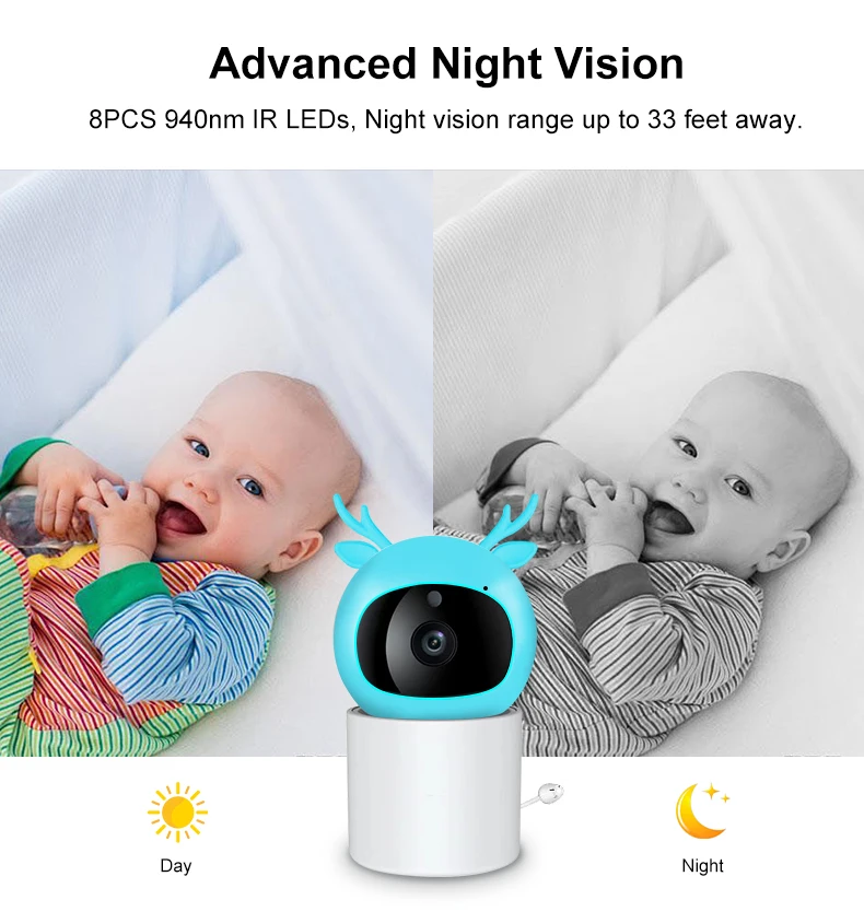 4.3Two-Way Audio and Video in HD Remote View Smartphone Application1080P WiFiBaby Monitor and Display