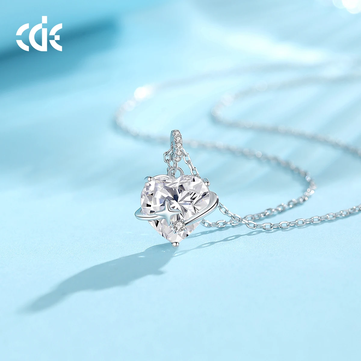 CDE CZYN049D-P Fine Jewelry Necklace Wholesale 925 Sterling Silver Rhodium Plated Heart Zircon Pendant Necklace