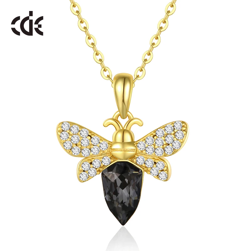 CDE YN0922 Fine 925 Sterling Silver Jewelry Crystal Necklace Wholesale Crystal Honey Bee Woman Pendant Necklace