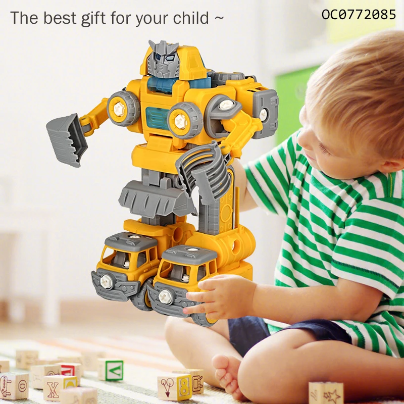 Newest 5 IN 1 model deform engineering car kids assembly truck robot toy