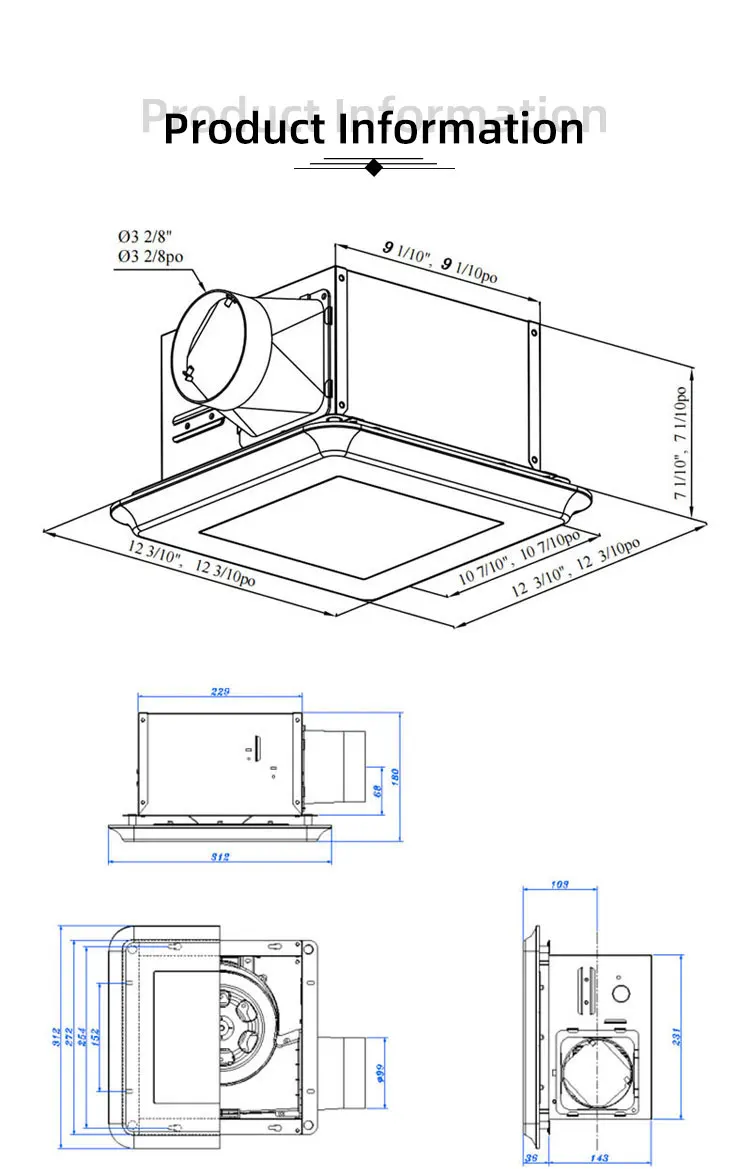 Motion Sensor Exhaust Fan, LED, 5CCT, Steel - detail 24