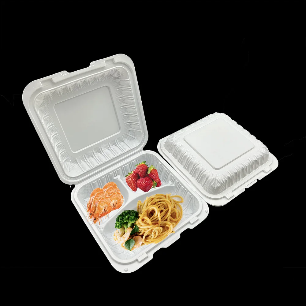 Microwavable Biodegradable Compartment Take Away Food Packaging Lunch