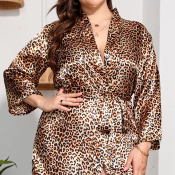 New arrival Womans lace Silk Robe Plus Size Women's Clothing Large Ladies Home  Satin Pajamas Women's sleepwear