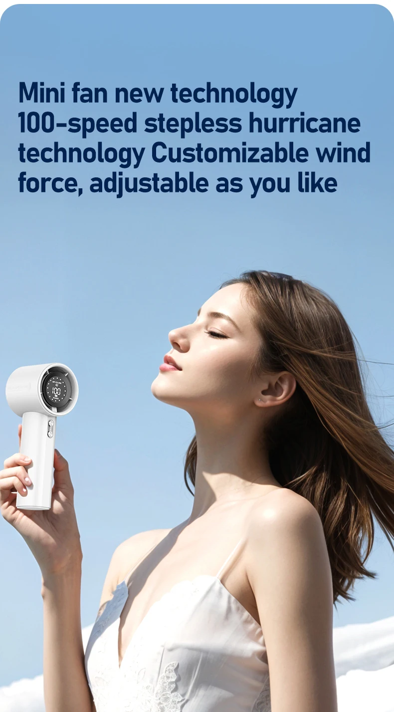 Battery-powered Handheld Fan, Portable, LCD, 100-Speed - detail 6