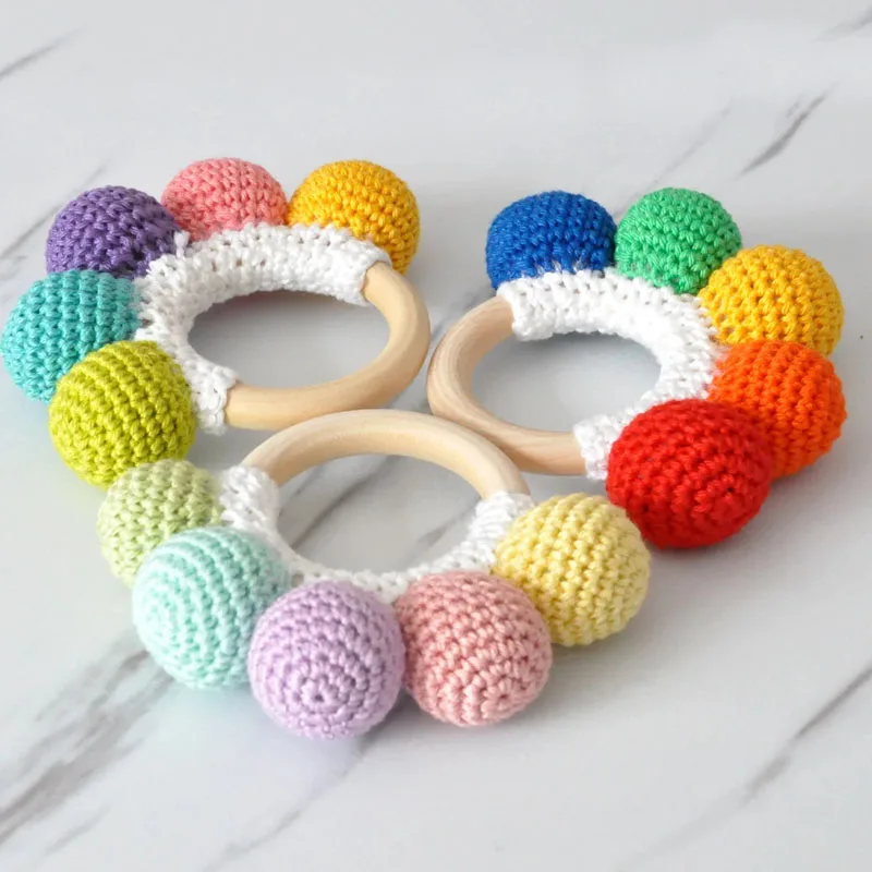 Handmade Giraffe Crochet Amigurumi Teether Rattle Pacifier Set Baby