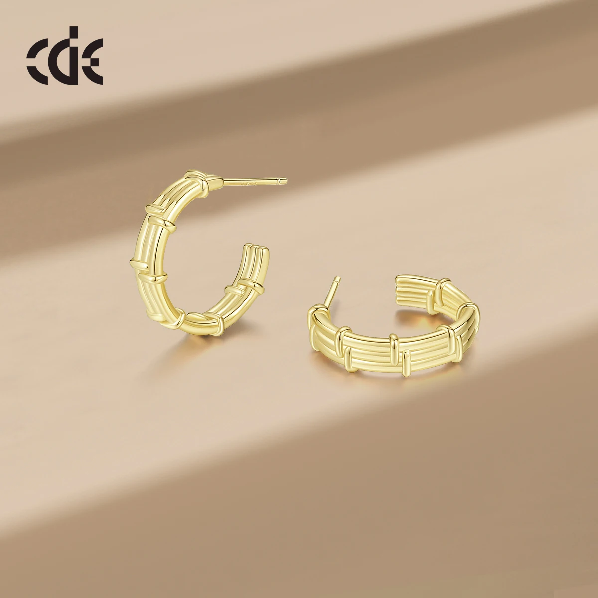 CDE YE1905 Fine Jewelry Luxury 925S Silver Earring Wholesale 14K Gold Plated Hoop Earring Women Stud Earrings