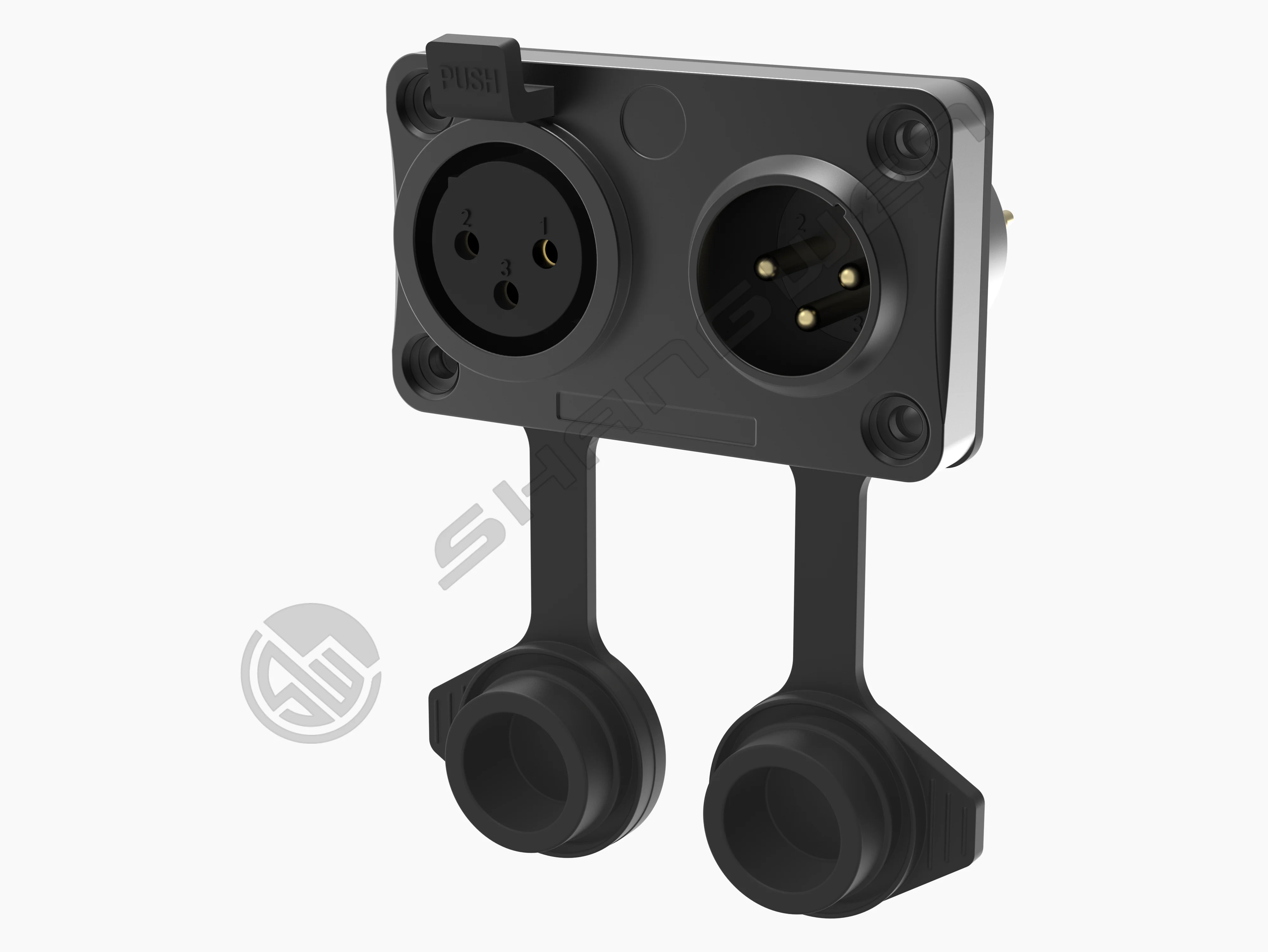 Outdoor 2-XLR 3-Pin Female Metal AV XLR 3 Pole Male Socket Connector 3 Pin Panel Mount XLR Socket Outdoor AV Equipment IP65