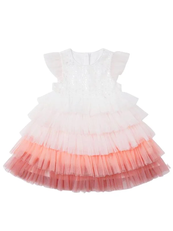 2023 European style kid girls baby tutu dresses multi-layer formal party dress sequin dress for summer