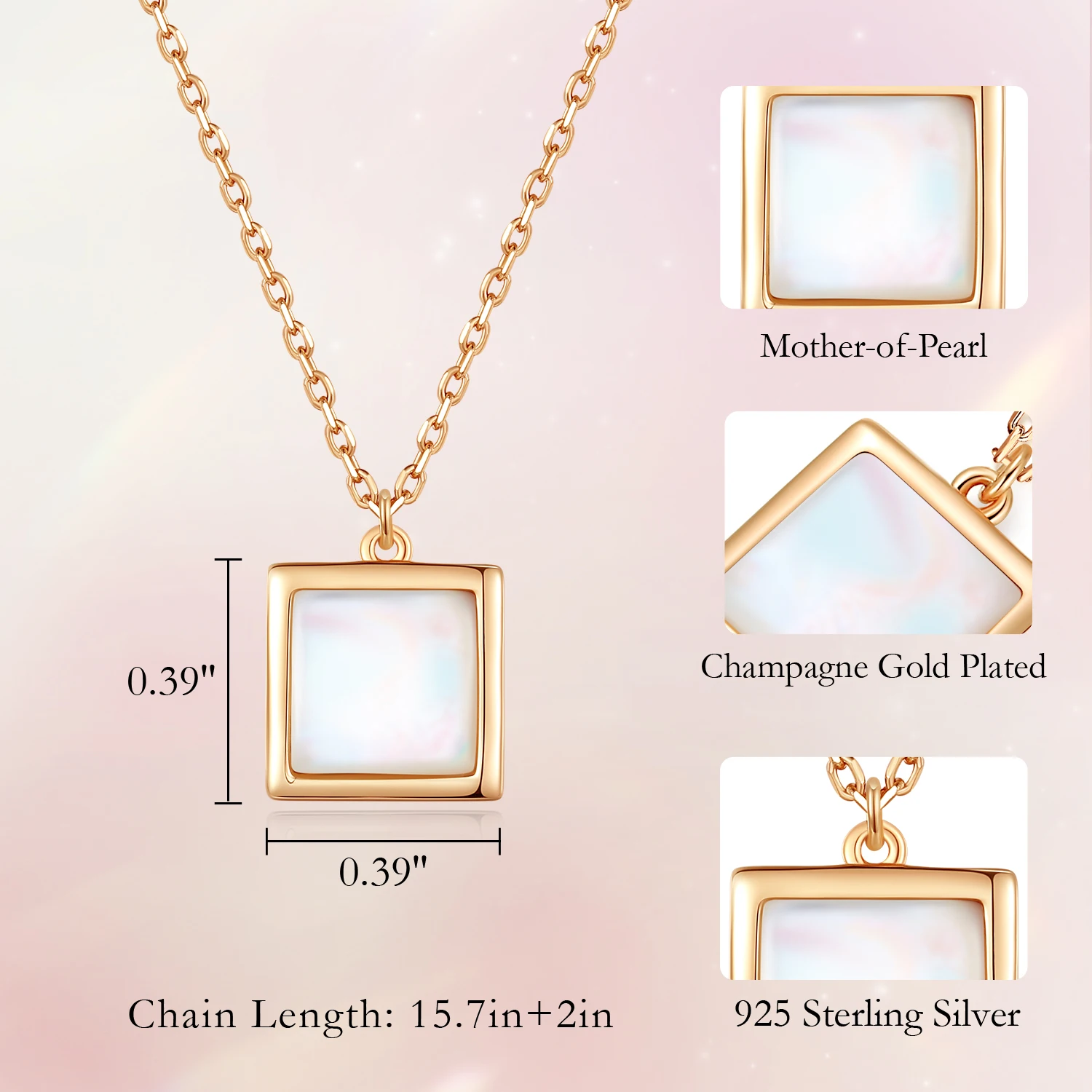 CDE YN1162 Fine Jewelry 925 Sterling Silver Necklace Wholesale Mother Of Pearl Pendant Rose Gold Plated Chain Pendant Necklace