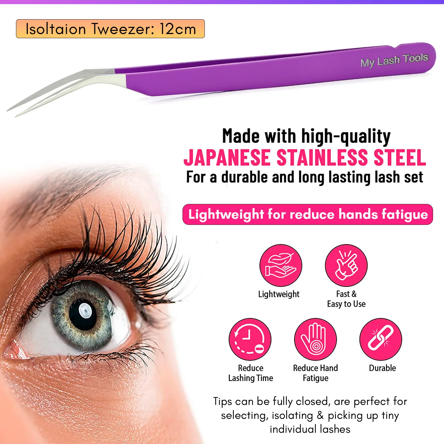 Acrylic Wholesale Eyelash Extension Isolation Tweezers Fiber Tweezers